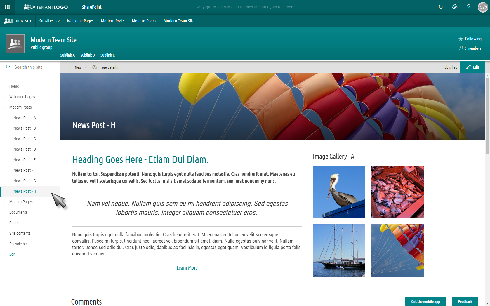 Modern Templates for SharePoint Online O365 and SharePoint 2019